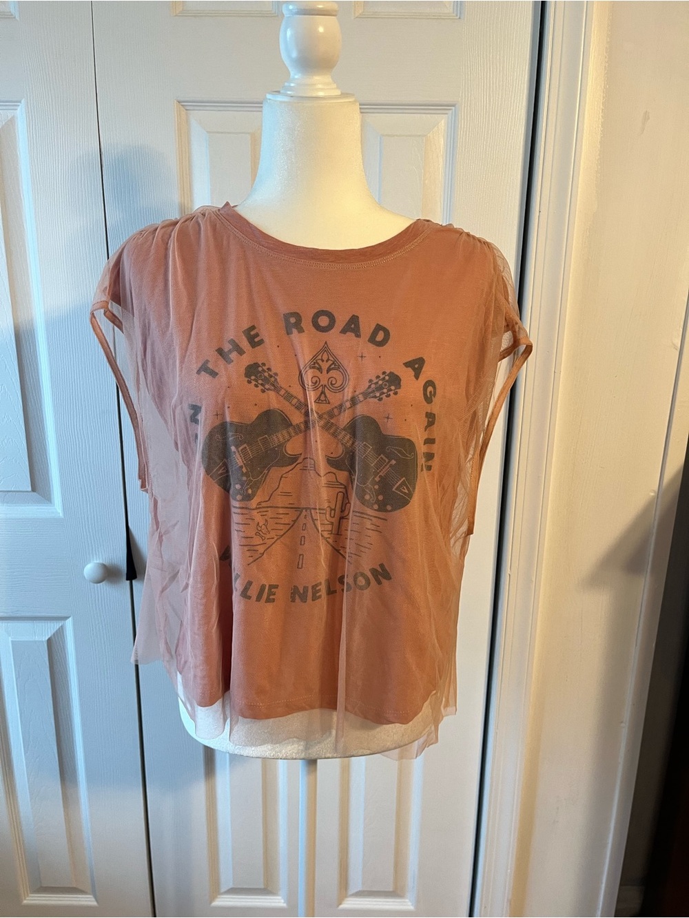 Rose Graphic Mesh-Overlay Women’s Tee